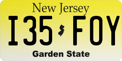 NJ license plate I35FOY