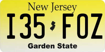 NJ license plate I35FOZ