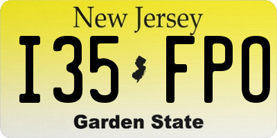 NJ license plate I35FPO