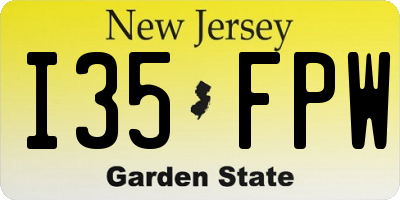 NJ license plate I35FPW