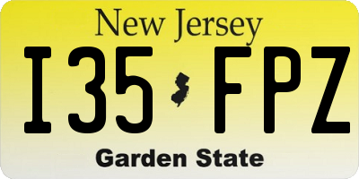 NJ license plate I35FPZ
