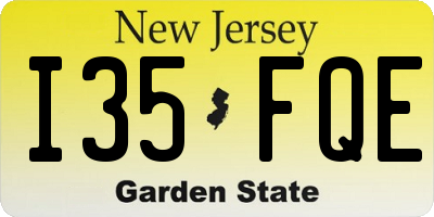 NJ license plate I35FQE