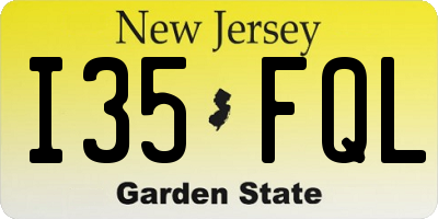 NJ license plate I35FQL