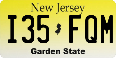NJ license plate I35FQM