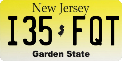 NJ license plate I35FQT
