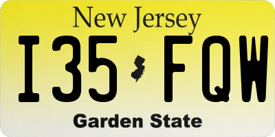 NJ license plate I35FQW