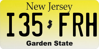 NJ license plate I35FRH
