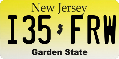 NJ license plate I35FRW