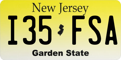 NJ license plate I35FSA