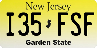 NJ license plate I35FSF