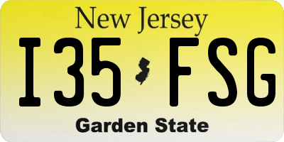NJ license plate I35FSG