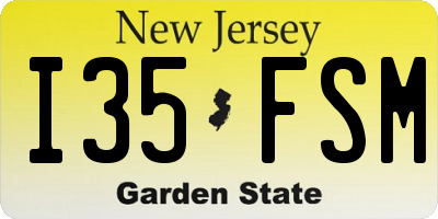 NJ license plate I35FSM