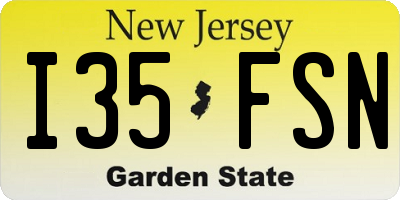 NJ license plate I35FSN