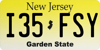 NJ license plate I35FSY