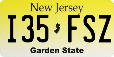 NJ license plate I35FSZ