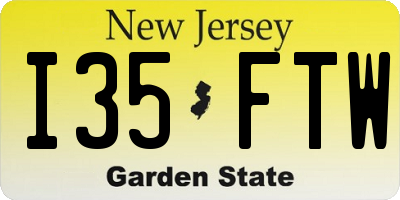 NJ license plate I35FTW