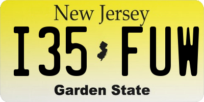 NJ license plate I35FUW