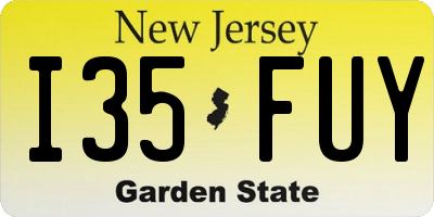 NJ license plate I35FUY