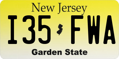 NJ license plate I35FWA