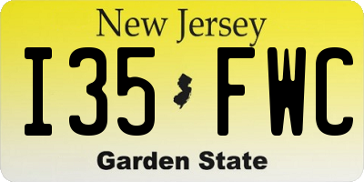 NJ license plate I35FWC