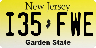 NJ license plate I35FWE