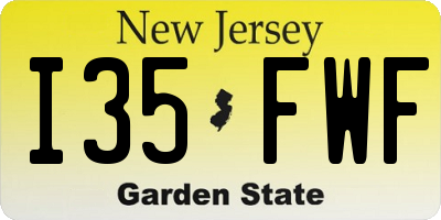 NJ license plate I35FWF