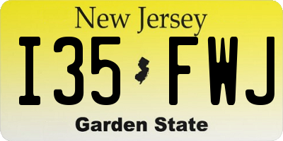 NJ license plate I35FWJ