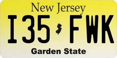 NJ license plate I35FWK