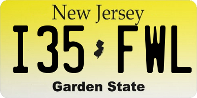 NJ license plate I35FWL