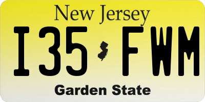 NJ license plate I35FWM