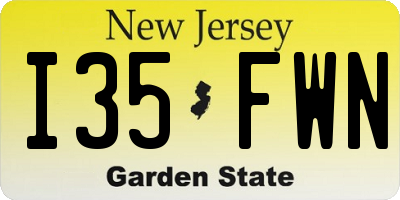 NJ license plate I35FWN