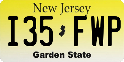 NJ license plate I35FWP