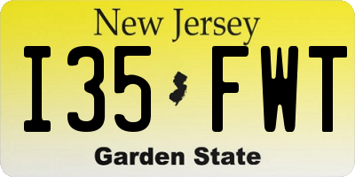 NJ license plate I35FWT