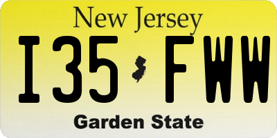 NJ license plate I35FWW