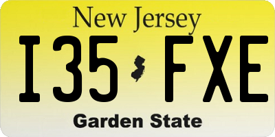 NJ license plate I35FXE