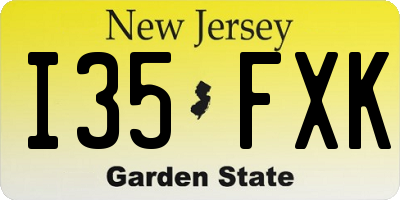 NJ license plate I35FXK