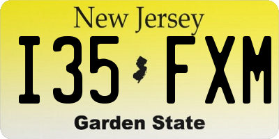 NJ license plate I35FXM