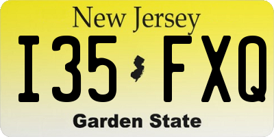 NJ license plate I35FXQ