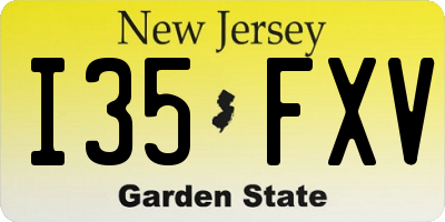 NJ license plate I35FXV