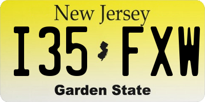 NJ license plate I35FXW