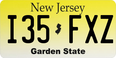 NJ license plate I35FXZ