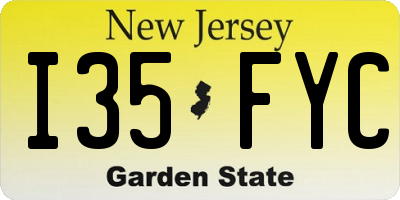 NJ license plate I35FYC