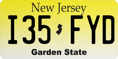 NJ license plate I35FYD