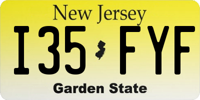 NJ license plate I35FYF