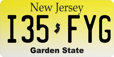 NJ license plate I35FYG