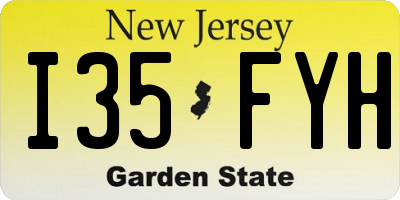 NJ license plate I35FYH