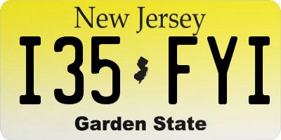 NJ license plate I35FYI