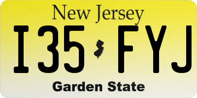 NJ license plate I35FYJ