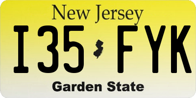 NJ license plate I35FYK