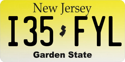 NJ license plate I35FYL